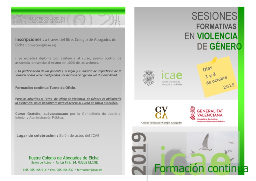 Sesión Formativa sobre la Violencia de Genero @ Salo de Actos del ICAE